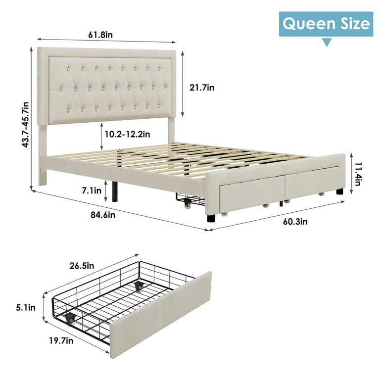 【wwwwwさま専用】 Homfa Full Size Bed Frame with Storage, PU Leather