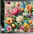 thumbnail image 3 of Ambesonne Spring Shower Curtain, Jumble Colors Garden Flowers, 69"Wx70"L, Green Magenta Multicolor, 3 of 4