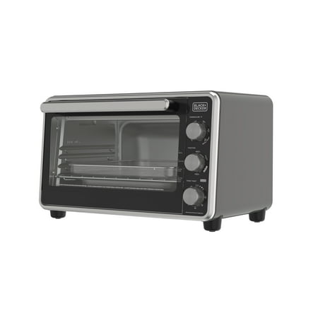 Black   Decker Crisp 'N Bake PRO 6-Slice Air Fryer Toaster Oven with Basket, Pan, Rack & Tray, Stainless Steel
