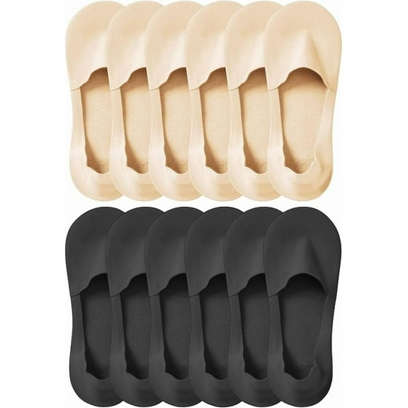 Women's No Show Socks 6-Pack - Ultra Thin Breathable Low Cut Invisible Liner Socks with Anti-Slip Silicone Grips for Sneakers & Flats (US Shoe Size 5-9, Seamless Toe)