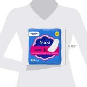 Equate Maxi Pads, Super Absorbency, Size 2, 48 Count