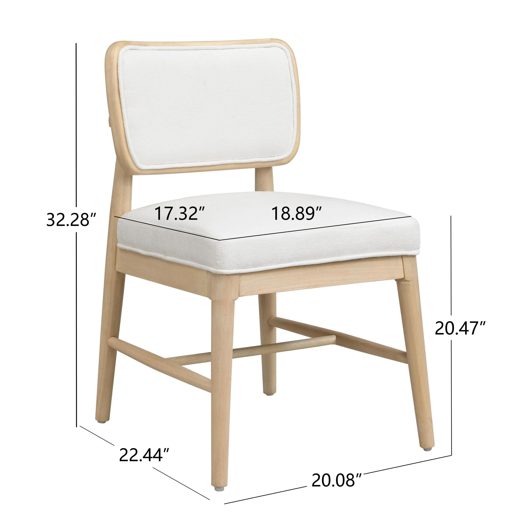 Christopher Knight Home Set of 4 Dining Chairs with Rattan Backrest, Upholstered Seat, White and Light Oak