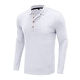 thumbnail image 3 of Sunloudy Men's Spring Autumn Casual Shirts Solid Color Long Sleeve Lapel Tops Button Shirts for Party, 3 of 5