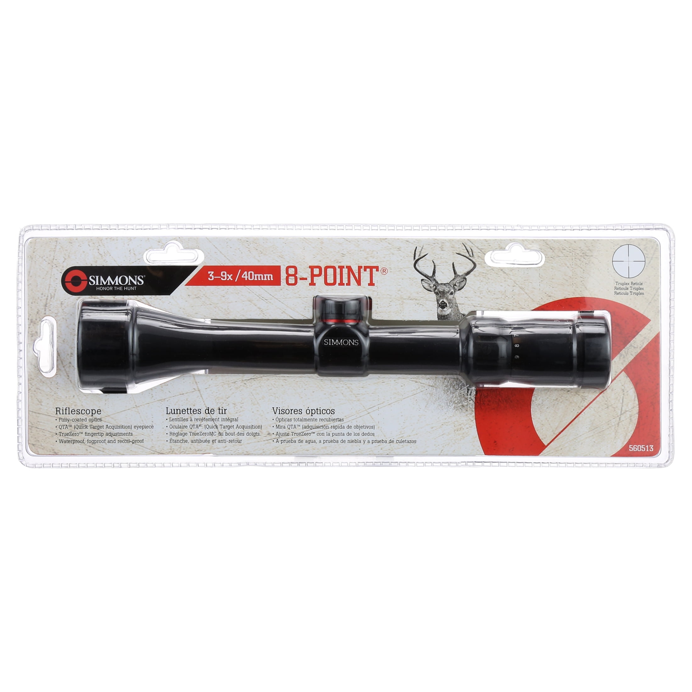 Simmons 8 Point Rifle Scope 3-9X40-Truplex-Matte Black