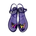 thumbnail image 3 of Clear Pool Sandals, Women's Butterfly Jelly Sandals,Ankle Strap Flat Shoes, Transparent Summer Flats With Rhinestone Butterfly Decoration, Waterproof Beach & Pool Footwear, Purple 6.5, 3 of 5