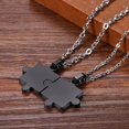 thumbnail image 3 of Juego de 2 piezas de collar de pareja con colgante a juego de rompecabezas de acero inoxidable negro con cadena de 18 "y 22" JFHHH pequeña, 3 of 5