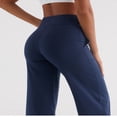thumbnail image 4 of LYMAYTER Casual Pants for Women's Wide Leg Yoga Sweatpants High Waisted Loose Cozy Casual with Pockets‌, 4 of 7