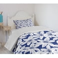 thumbnail image 4 of Ambesonne Hawaiian Quilted Bedspread Set 2 Pcs, Hibiscus Flower Petals, Twin Size, White Dark Blue, 4 of 6
