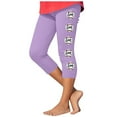 thumbnail image 3 of Juslio Girls Capris Kids Girls Fashion Baesball Print Summer Leisure Yoga Leggings Sports Cropped（Purple Capris， 8 Years）, 3 of 4