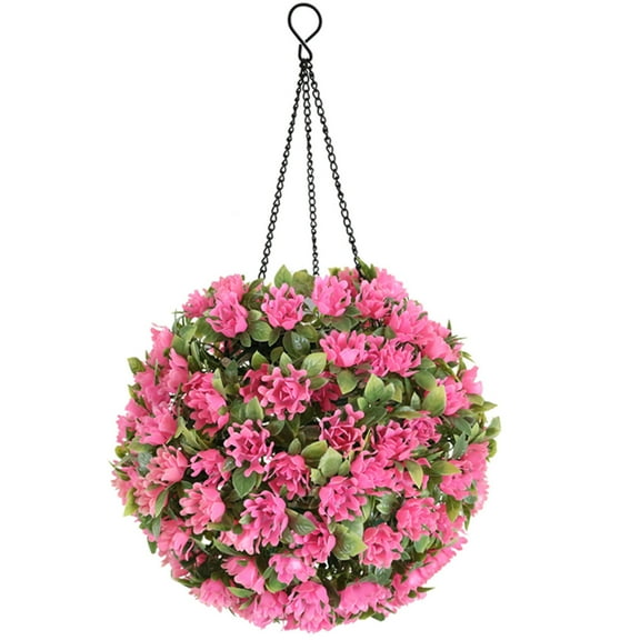 Tuphregyow Solar Flower Straw Ball Chandelier - LED Outdoor Garden Wedding Decoration with Warm White Light PinkMaterial