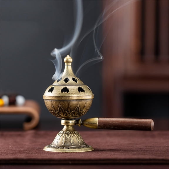 Vintage Aladdin Genie Lamp Incense Burner - Hand-Carved Metal Tabletop Decor, Arabian Style Incense Holder with Embossed Detail for Home, Meditation & Themed Spaces