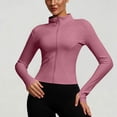 thumbnail image 6 of Dwellite Womens Cropped Workout Jackets Full Zip Up Slim Fit Lightweight Athletic Quick Dry Tops with Thumb Holes Hot Pink 3XL, 6 of 6