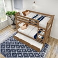thumbnail image 6 of Plank+Beam Solid Wood Twin over Twin Bunk Bed with Storage Trundle for Adults/Kids, Pecan, 6 of 9