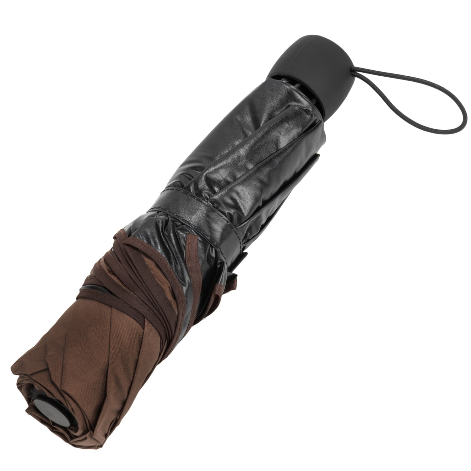 Lightweight Compact Travel Sized Windproof Nylon Umbrella With Scalloped Edges and Easy Open Button