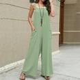 thumbnail image 2 of Lisingtool Womens Overalls Women's Sleeveless Overalls Jumpsuit Casual Solid Summer Wide Leg Pants Jumpsuit Romper with Button Pockets Casual Jumpsuits for Women Dressy Mint Green, 2 of 4
