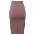 thumbnail image 3 of A2Y Women's Basic Solid Ponte Knee Length Slit Techno Span High Waist Pencil Skirt Wood Pink S, 3 of 3