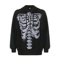 thumbnail image 6 of LMLYSoH Women's Spring Autumn Casual Hooded Coat Black Long Sleeve Skull Print Zipper Hoodie, 6 of 9