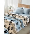 thumbnail image 4 of Blue Dog Paw Print California King Size Flat Sheet, Wrinkleproof & Fadeproof Cooling Flat Bed Sheet Only, Vintage Farmhouse Rustic Wooden Grain Breathable Soft Bedding Top Sheets 108 x 98 Inches, 4 of 8