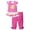 Hot Pink, variant on Toddler Kid Girls Clothes Cap Sleeve Striped Floral Ruffle Tunic Tops with Bottom Capri Pants 2 Piece Summer Sets