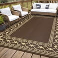 thumbnail image 2 of EastVita 9 x 12 ft Plastic Brown Rectangular Beach Front Porches Patio Picnic RV Camping Garage Rhombus Geometric Area Rug, 2 of 10