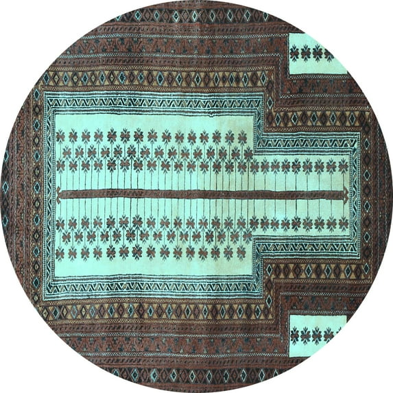 Ahgly Company Indoor Round Persian Light Blue Traditional Area Rugs, 5' Round