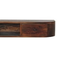 thumbnail image 4 of Artisan Furniture Solid Wood Floating Console Table with 2 Drawers & Open Shelf, Chestnut Finish Mango Wood Wall Mounted Storage Unit, Rounded Edge Modern Console, 4 of 10