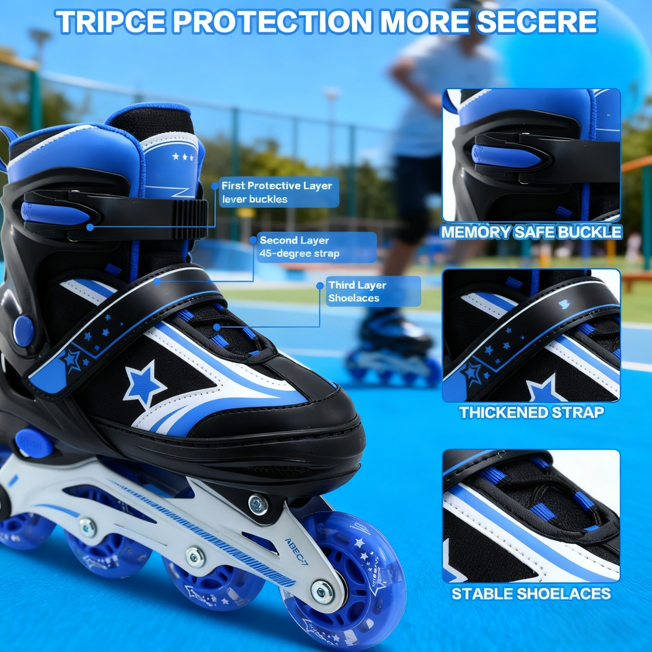 JZY Youth Inline Skates with 8 Glowing Light-Up Wheels,Durable Aluminum Frame for Beginners,For Boys & Girls Ages 5-12,For Indoor and Outdoor Skating