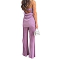thumbnail image 3 of Conjunto de dos piezas con hombros descubiertos para mujer: top sin tirantes y pantalones anchos. Poliéster. Tallas S-L. Conjunto de verano., 3 of 7
