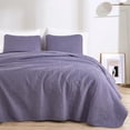 thumbnail image 2 of Chezmoi Collection Austin King Oversized Bedspread Set, 3-Piece Lightweight Microfiber Quilted Coverlet for All Seasons, Dusty Purple, 2 of 9