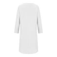 thumbnail image 5 of SMihono Solid Color Long Dresses for Women Fashion Casual Crew Neck Long Sleeve Cotton Linen Mid Calf Dresses for Women Pocket Female Outwear White L, 5 of 8