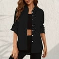 thumbnail image 4 of safuny Women's Loose Shirts Casual Relaxed Solid Tops Trendy Shirts Fall Holiday Long Sleeve Turn-Down Collar Button Black, 4 of 9
