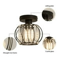 thumbnail image 4 of LOHASLED 1-Light Black Semi Flush Mount,K9 Crystal Industrial Metal Cage Ceiling Light Fixture,Modern Style for Hallway Porch Kitchen Bathroom, 4 of 8