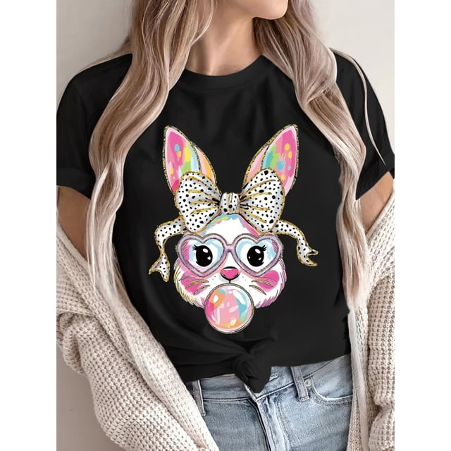 Moda Femenina Camiseta de Manga Corta con Estampado de Letras