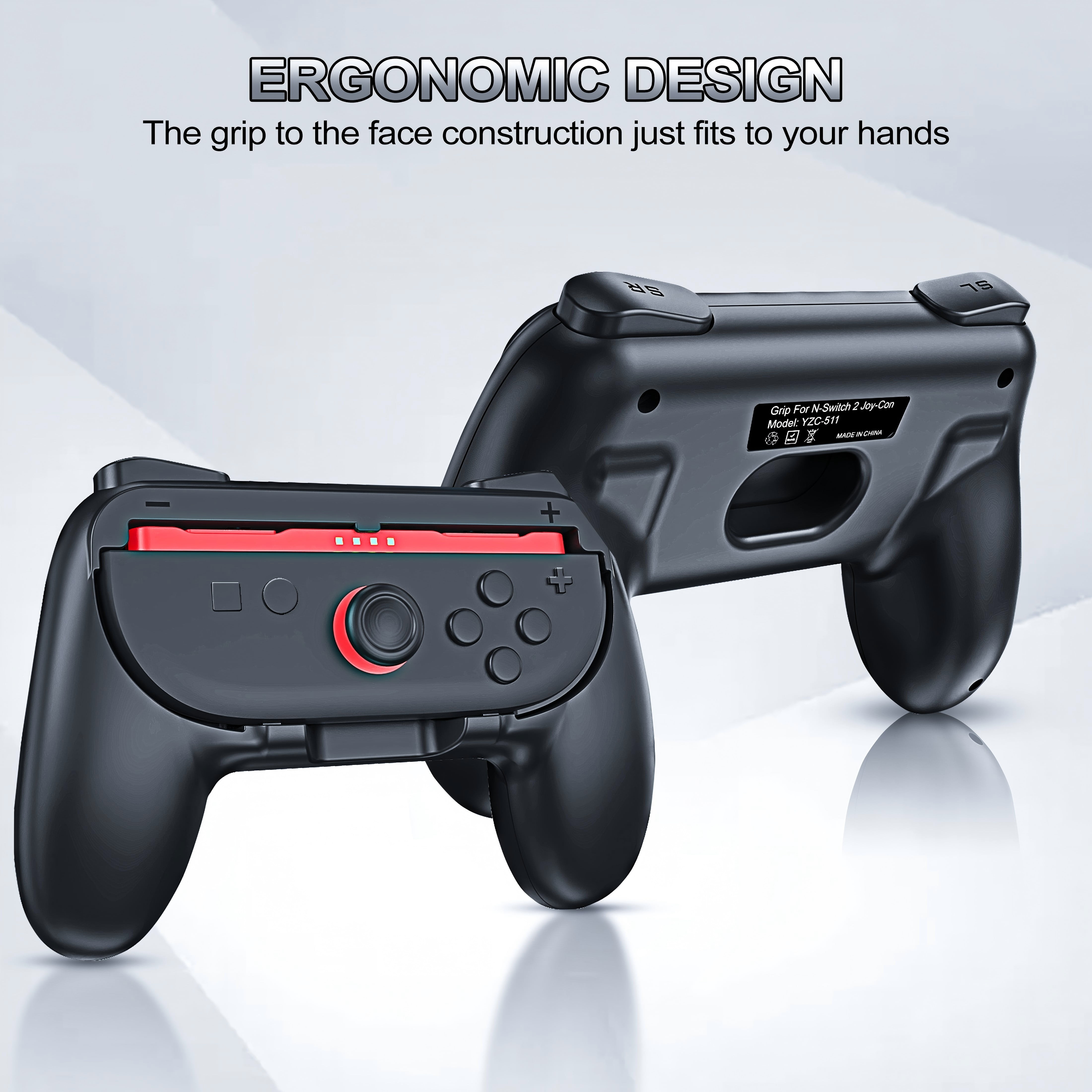 YUOY Joy-Con Grip (2 Pack) & Steering Wheel (2 Pack) for Nintendo