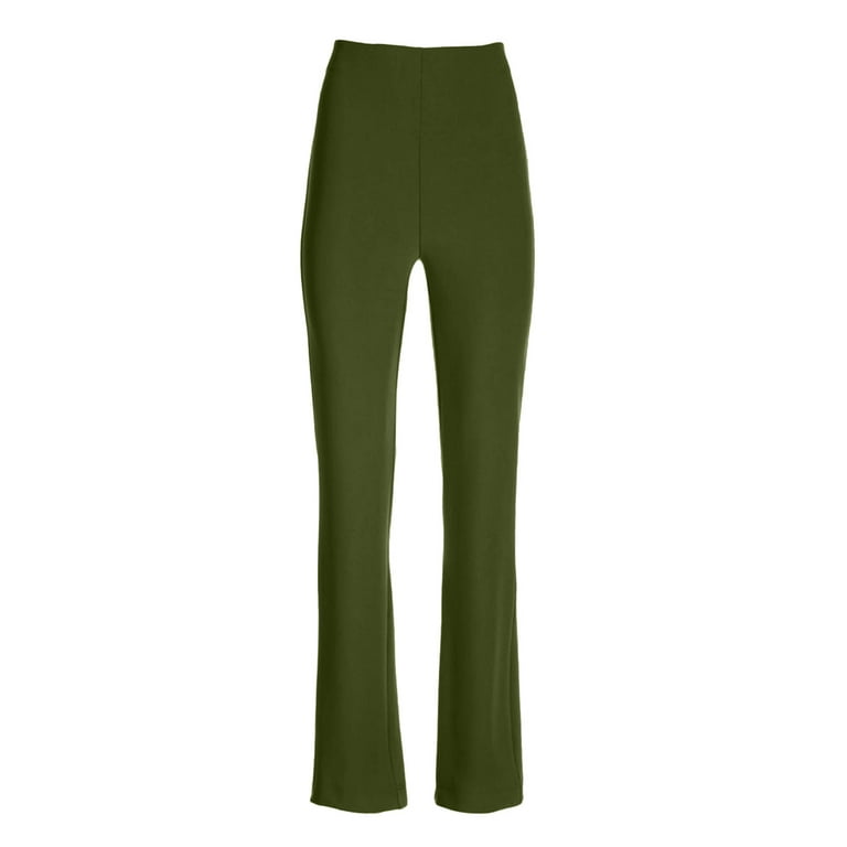 SSAAVKUY Womens Slim Fit Flare Solid Suit Pants Leisure Trousers  Bell-bottoms Solid Color Pants Comfy Holiday Cool Girl Dressy Fashion  Bottoms Army