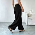 thumbnail image 4 of Admvng Womens Pants with Drawstring Detail Wrap Wide Leg High Waist Trousers, 4 of 5