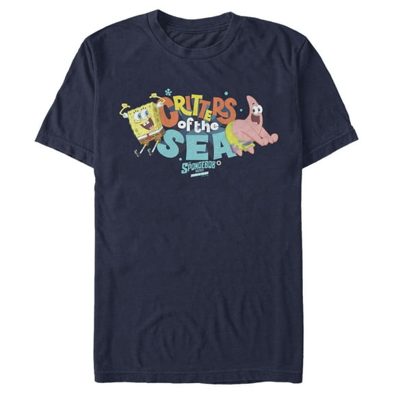 Men's SpongeBob SquarePants Sponge on the Run Critters of the Sea Dance  Graphic Tee Navy Blue Small