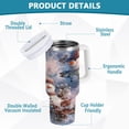 thumbnail image 4 of 40 oz Insulated Stainless Steel Tumbler Double Wall Stainless Steel Tumbler with 2-Way Drinking Snowman Pine Branch, 4 of 9