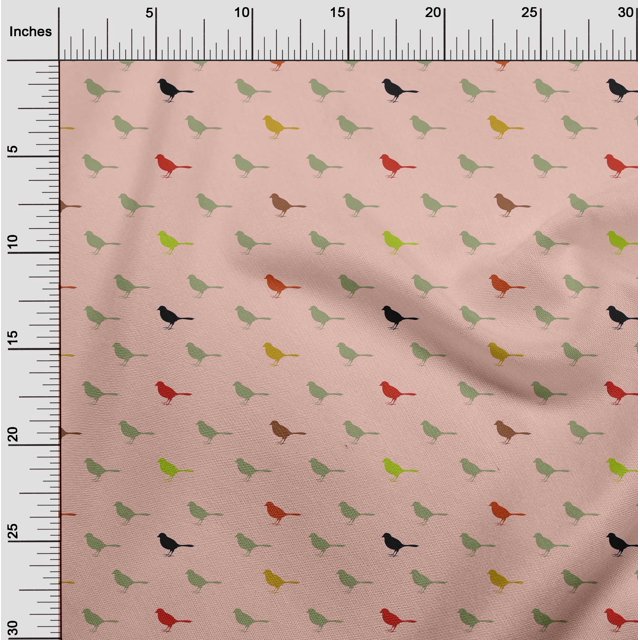 oneOone Silk Tabby Fabric Artistic Bird Printed Fabric 1 Yard 42 Inch Wide