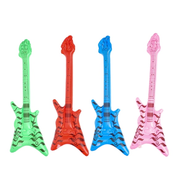 KAKOWELY Juego de 4 guitarras inflables de rock, juguete inflable para fiestas de disfraces, cumpleaños y bodas (los colores pueden variar).