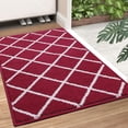 thumbnail image 6 of Buganda Extra Large Indoor Door Mat, 32"x 48", Non Slip Low-Profile Entrance Rug Front Inside Doormats Dirt Trapper Entry Door Rugs for Entryway, Burgundy Diamond, 6 of 6