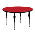 thumbnail image 1 of 48'' Round Red HP Laminate Activity Table - Height Adjustable Short Legs, 1 of 3