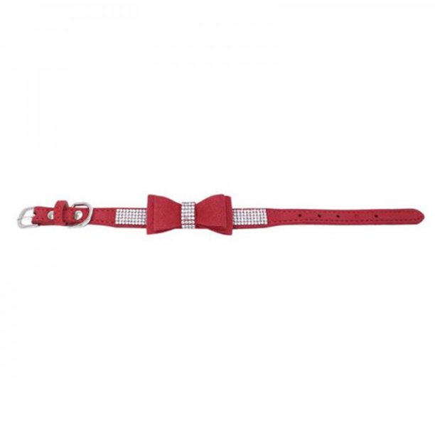 Collar de diamantes de imitación para mascotas a la moda, collar ajustable con hebilla de aleación de zinc para perros (rojo XS)