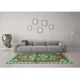 thumbnail image 3 of Ahgly Company Machine Washable Indoor Square Persian Turquoise Blue Traditional Area Rugs, 4' Square, 3 of 4