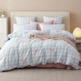 thumbnail image 2 of Duvet Cover Set Pink Bowknot and Blue Gingham Patterned Bedding Set Breathable Microfiber Comforter Cover King Size, 2 of 5