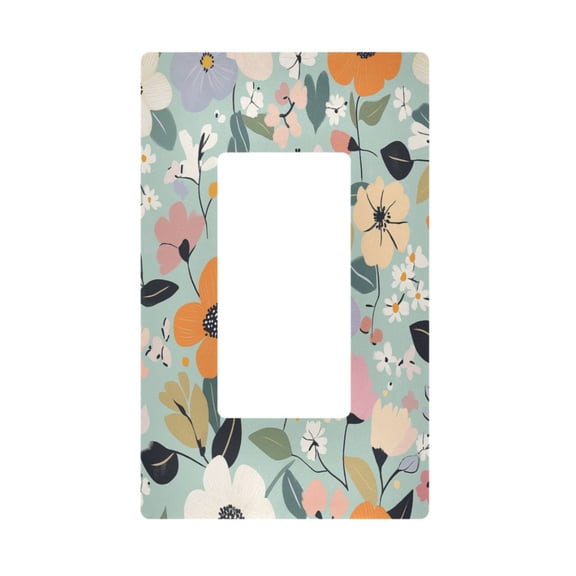 Yayeee Rocker Switch Wall Plate 1-Gang 4.6"x2.9" Home Decorative Outlet Cover, Green Floral Pattern