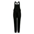 thumbnail image 3 of Women's Overalls Winter Warm Sherpa Lined Jumpsuit Cozy Loose Fit Fleece Overalls with Adjustable Straps Pockets Soft Fuzzy Black 2XL, 3 of 5