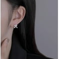 thumbnail image 3 of Sterling Silver Small Bow Hoop Earrings for Women Teens Bow Ribbon Earrings Bowknot Huggie Earrings, 3 of 5