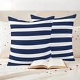 thumbnail image 3 of Navy Blue Stripe Outdoor Waterproof Pillow Covers, Modern Simple Geometric White Striped Decorative Square Throw Pillowcase Sofa Cushion Sham for Patio/Couch/Chair, 24"x24" 2 Pack, 3 of 8