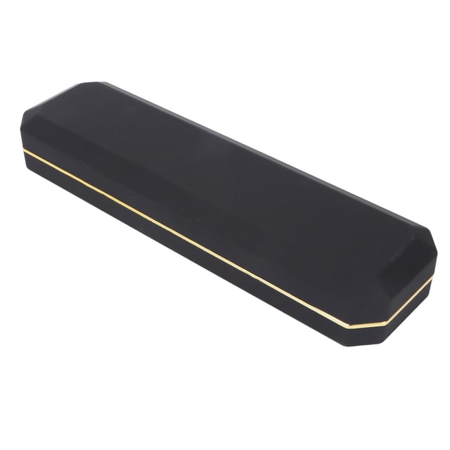 Caja de regalo con luz LED para joyas, anillos, pulseras, bandeja, estuche de almacenamiento para propuestas, compromisos y bodas. Color negro.